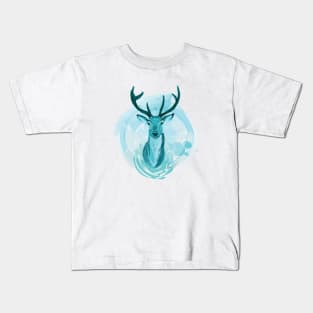 Blue Stag Illustration Kids T-Shirt